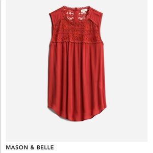 MASON & BELLE CARMESHA CROCHET ORANGE SLEEVELESS TOP